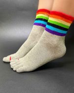 جوراب زنانه نیم ساق انگشتی رنگین کمان
