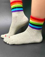 جوراب زنانه نیم ساق انگشتی رنگین کمان