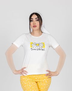 تیشرت زنانه چاپی گل اوت لت