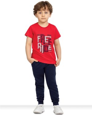 ست راحتی پسرانه نخی طرح free-ride سیلکا