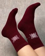 جوراب زنانه پشم مدل برفی زمستانی