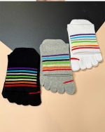 جوراب زنانه نیم ساق انگشتی رنگارنگ