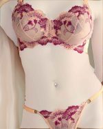 ست شورت و سوتین زنانه تورگاز گل بنفش کارن