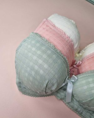 سوتین زنانه صدفی چهارخونه درشت سیلکا