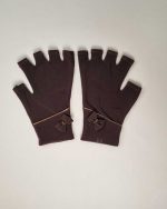 دستکش زنانه ریون نیم انگشت قهوه ای سیلکا