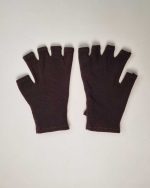 دستکش زنانه ریون نیم انگشت قهوه ای سیلکا