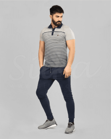 ست مردانه راحتی یقه پلویی راه راه - پوشاک سیلکا ست مردانه راحتی یقه پلویی راه راه