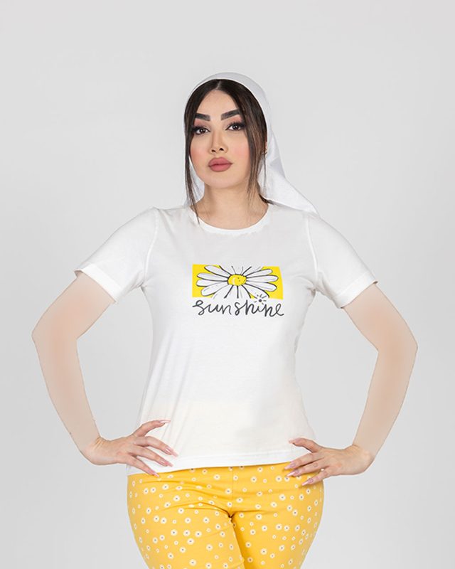 تیشرت زنانه چاپی گل اوت لت