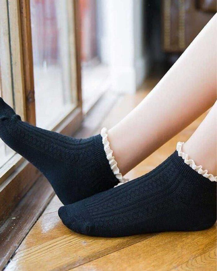 جوراب زنانه گندمی از جنس پنبه