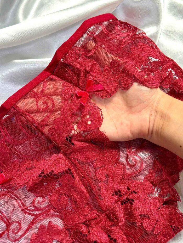 شورت زنانه فانتزی گیپور قرمز