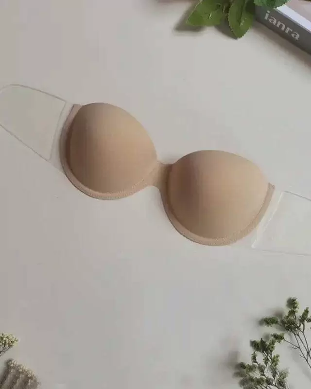 سوتین زنانه پشت چسبدار کرم
