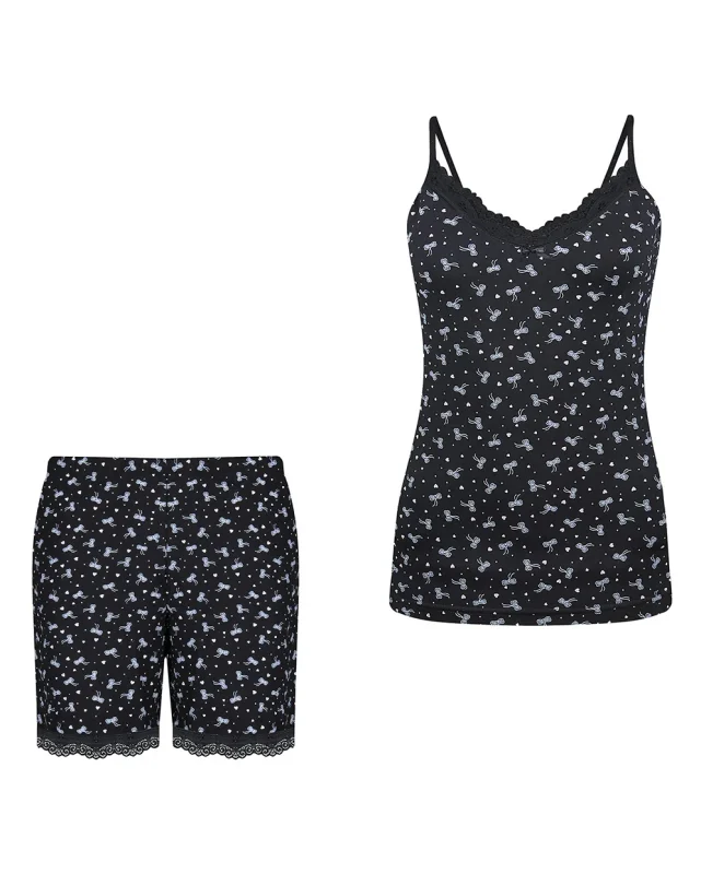 ست تاپ و شورتک زنانه گیپور بندی لیانا سیلکا