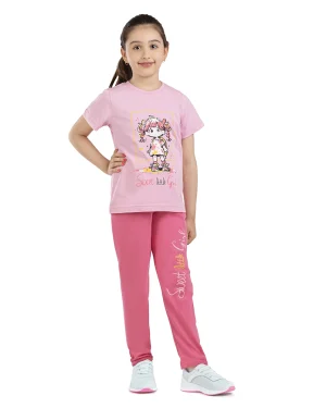 ست راحتی دخترانه نیم آستین دخترک سیلکا