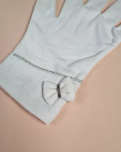 دستکش زنانه نخ استریچ پاپیون‌دار سیلکا