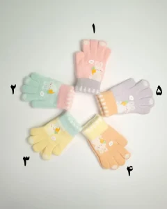 دستکش بچه‌گانه بافت موهر فانتزی مدل خرگوش شکمو