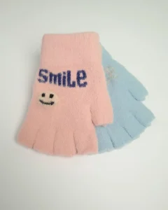 دستکش بچه‌گانه بافت موهر فانتزی مدل smile
