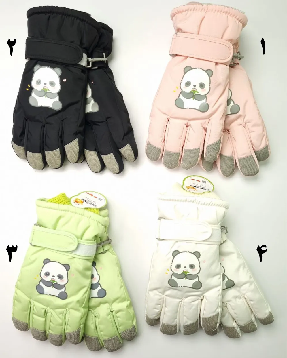dastkesh zedab model panda-08-d (5)_11zon دستکش بچهگانه شمعی ضدآب توکرکی طرح پاندا