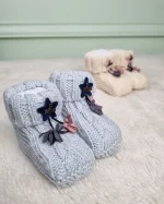 پاپوش کاموایی نوزادی طرح گل