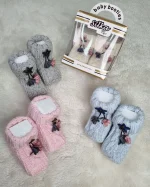 پاپوش کاموایی نوزادی طرح گل