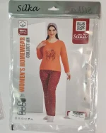 ست لباس راحتی زنانه نخی آستین بلند مدل پاریس