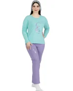 ست لباس راحتی زنانه نخی آستین بلند مدل رویا