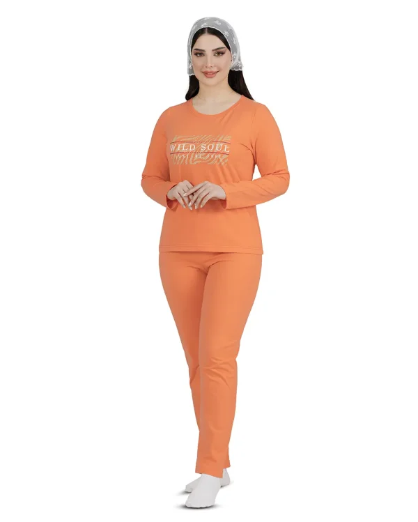 ست لباس راحتی زنانه نخی آستین بلند مدل زبرا