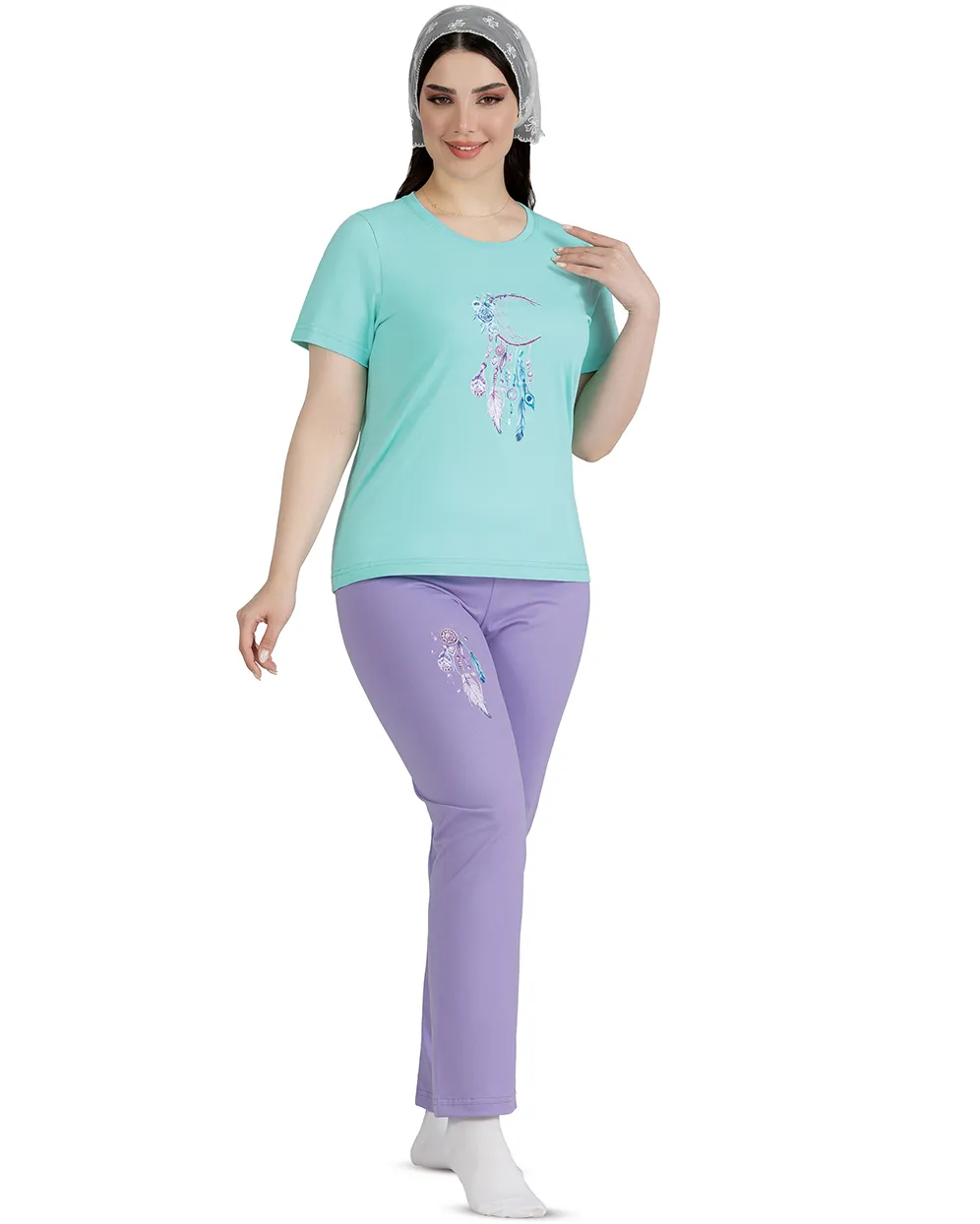 set rahati nim astin model roya-09-z ست لباس راحتی زنانه نخی نیم آستین مدل رویا