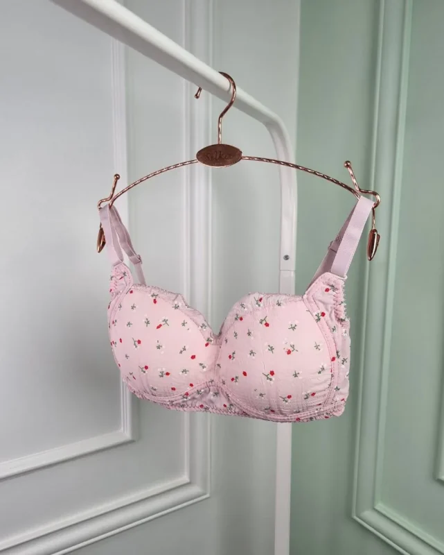 سوتین دخترانه حریر گلدار بدون فنر