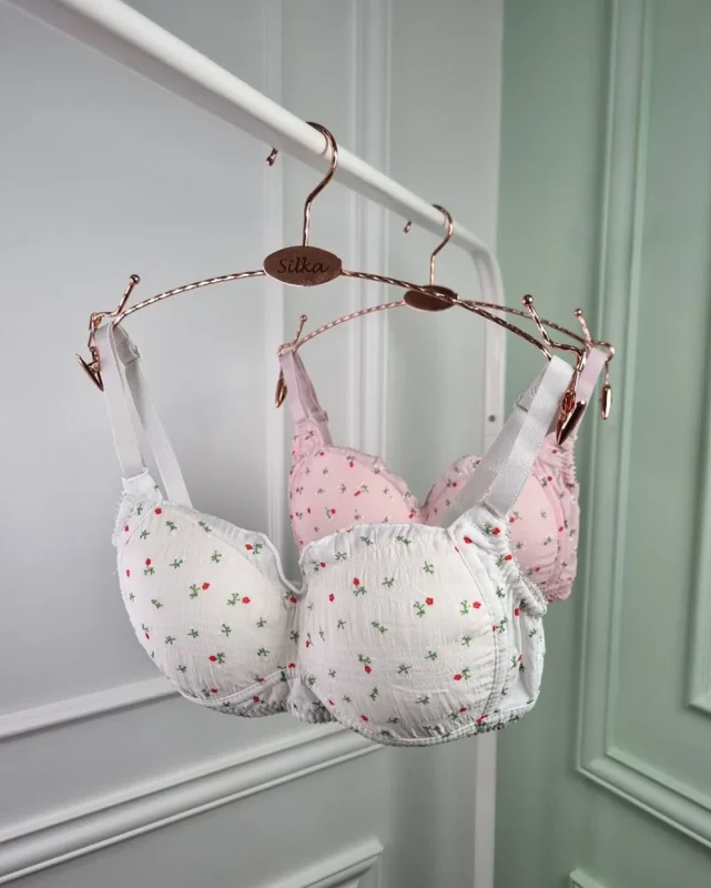 سوتین دخترانه حریر گلدار بدون فنر