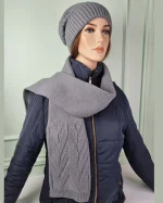 شال و کلاه دولایه سیلکا مدل اترین