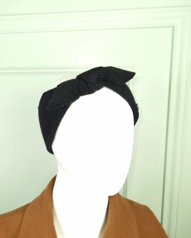 هدبند دخترانه کاموا سیلکا پاپیون مشکی