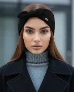 هدبند دخترانه کاموا سیلکا پاپیون مشکی