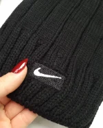 کلاه بافت مردانه دو لایه سیلکا طرح نایک مشکی