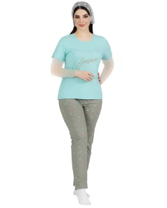 ست لباس راحتی زنانه سایز بزرگ پنبه نیم آستین مدل ادنا
