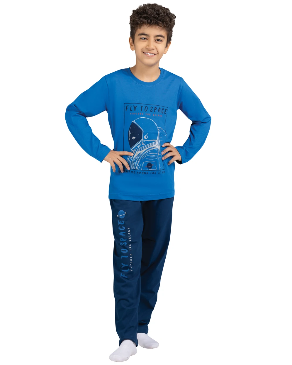 set rahati astronot-09-p ست راحتی پسرانه آستین دار نخی طرح astronot