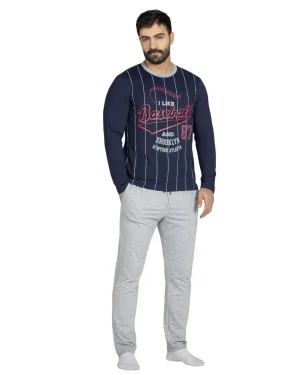 ست راحتی مردانه آستین بلند سیلکا مدل Baseball