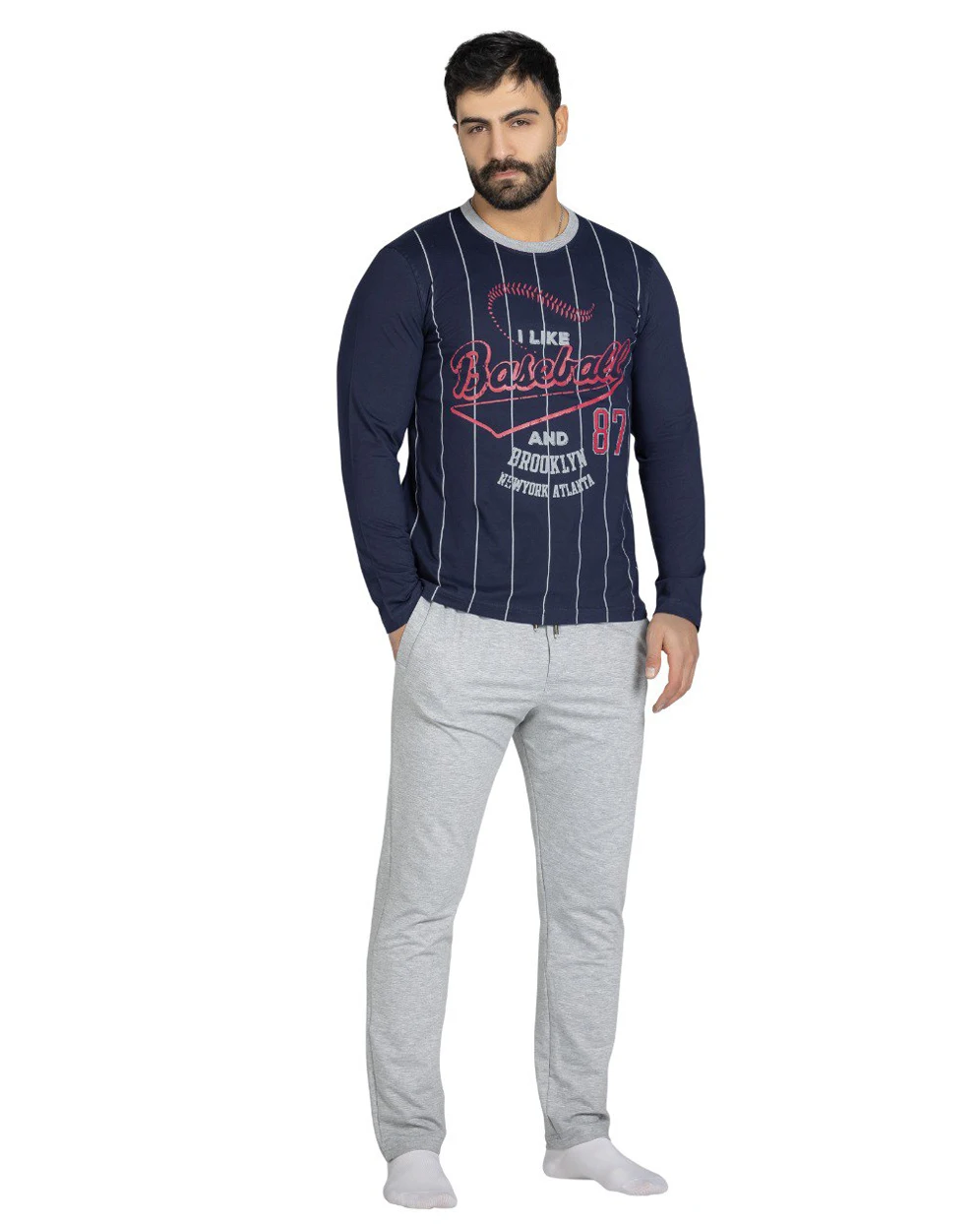 set rahati baseball-09-m ست راحتی مردانه آستین بلند سیلکا مدل Baseball