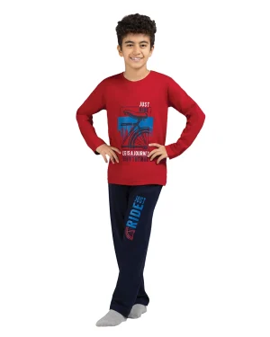 ست راحتی پسرانه آستین دار نخی طرح enjoy ride