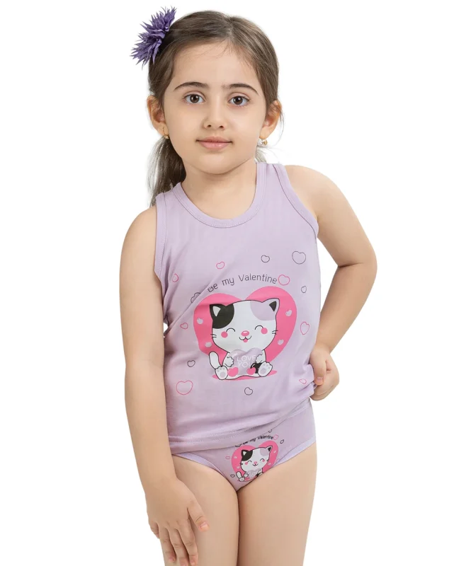 ست زیرپوش و شورت دخترانه طرح لوسی سیلکا