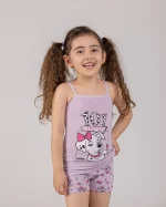 ست زیرپوش و شورت دخترانه طرح سگ خالدار سیلکا