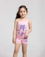 ست زیرپوش و شورت دخترانه نخ پنبه طرح تیم سیلکا