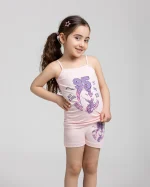 ست زیرپوش و شورت دخترانه نخ پنبه طرح تیم سیلکا