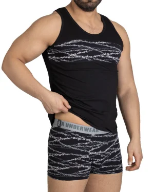 ست زیرپوش مردانه رکابی نیم پا سیلکا مدل تاجی