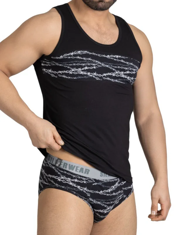 ست زیرپوش مردانه رکابی اسلیپ سیلکا مدل تاجی