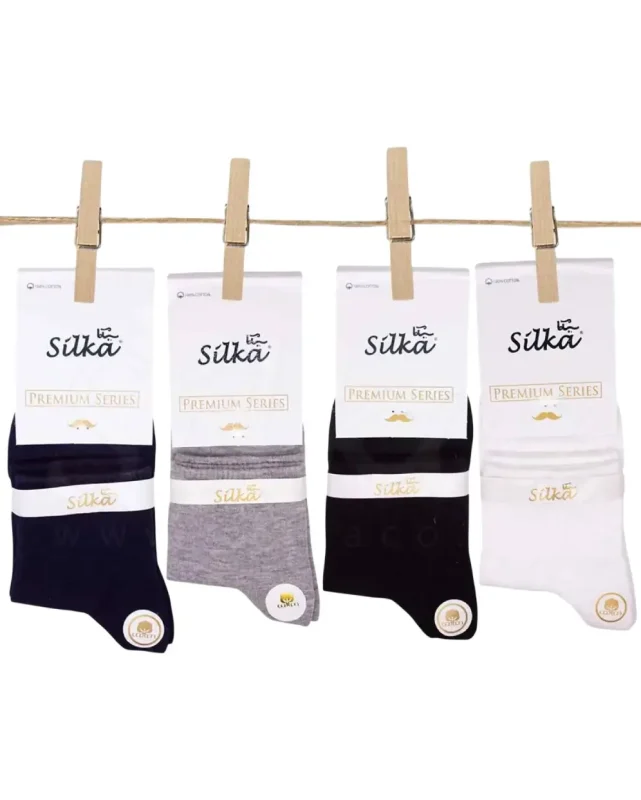 جوراب مردانه نیم ساق کش انگلیسی پنبه سیلکا