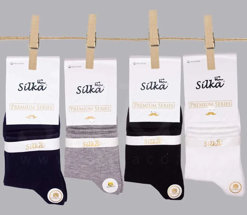 جوراب مردانه نیم ساق کش انگلیسی پنبه سیلکا