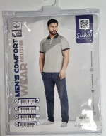 ست راحتی نیم آستین مردانه طرح 6 ضلعی سیلکا