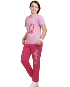 ست راحتی  نیم آستین دخترانه music day سیلکا