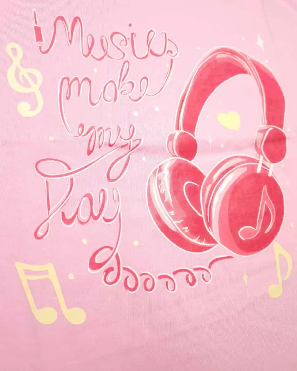 ست راحتی  نیم آستین دخترانه music day سیلکا