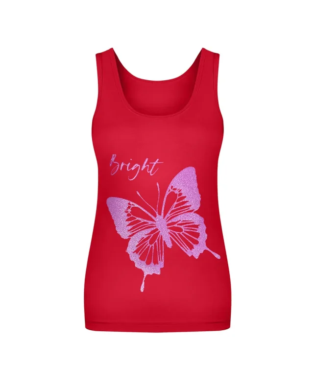 تاپ رکابی زنانه طرح پروانه